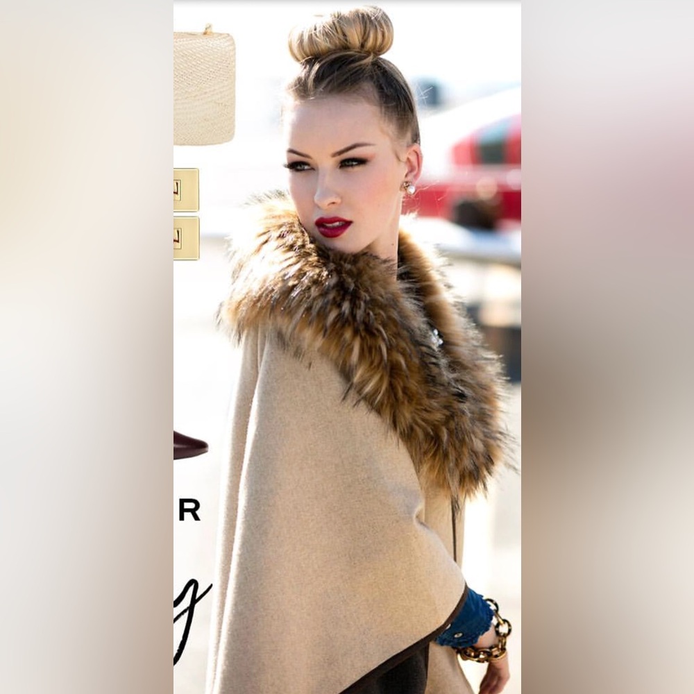 EUC 2016 Evy’s Tree The Audrey Cape in Caramel Size S/M - Picture 2 of 10